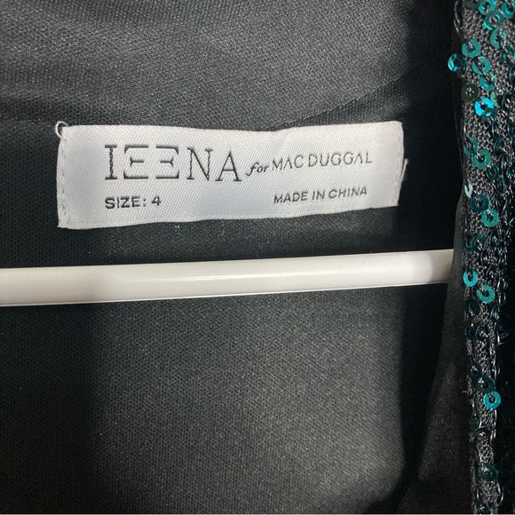 Mac Duggal 26866 Sequined Structured Bishop Sleeve Midi DressTeal Size 4 NWT - Picture 14 of 14